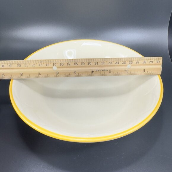 Franciscan Pottery Interpace Bowl Dish Set 2 Yellow Edges USA Large Bowls 8.5in - Picture 4 of 11